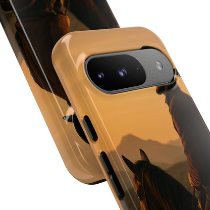 Western Cowboy Sunset Phone Case | Horse Rider Desert Aesthetic Tough Protective Case