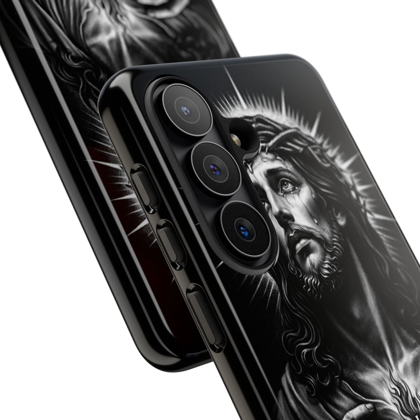 Jesus Sacred Heart Phone Case Black White Christian Faith Aesthetic