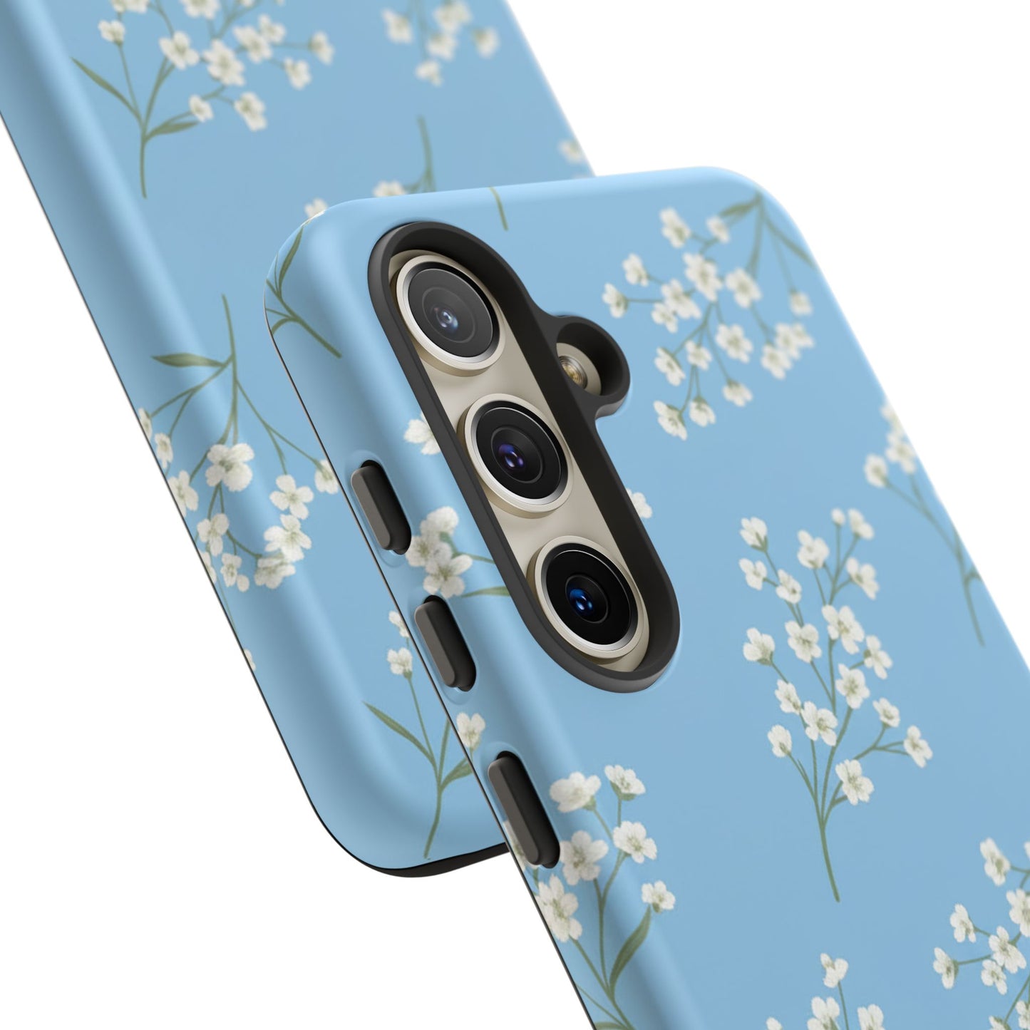 Baby’s Breath Floral Phone Case – Blue Minimal Flower Aesthetic Tough Case