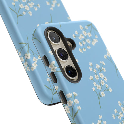 Baby’s Breath Floral Phone Case – Blue Minimal Flower Aesthetic Tough Case