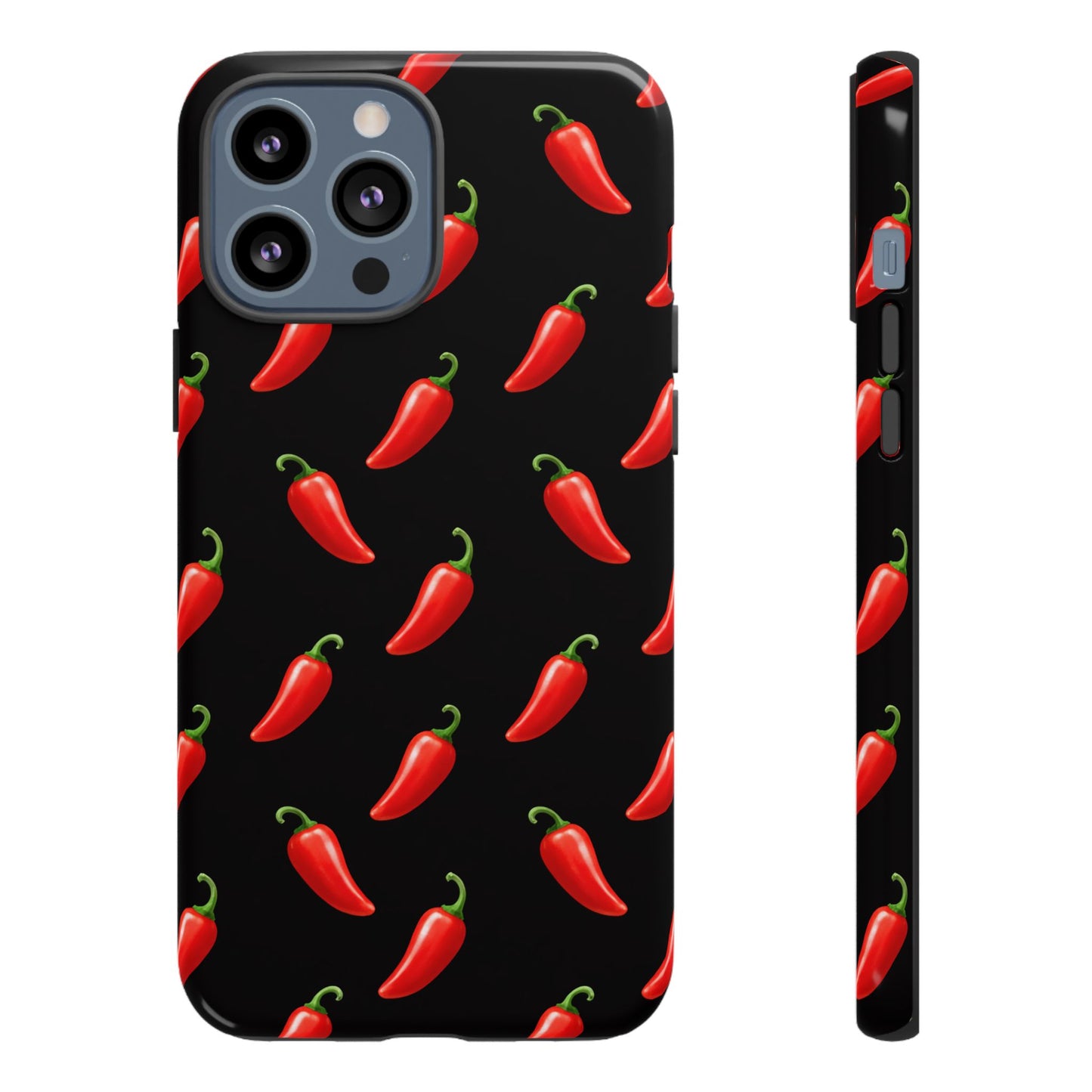 Spicy Chili Pepper Phone Case – Black Cute Hot Pepper Tough Cover for Iphone, Samsung Galaxy and Pixel