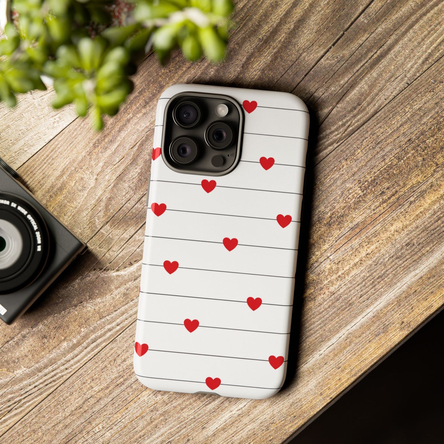 Red Heart Stripe iPhone Case | Tough Shockproof Love Aesthetic Cover