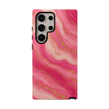 Pink Marble Phone Case | Rose Gold Swirl Aesthetic Tough Protective Case