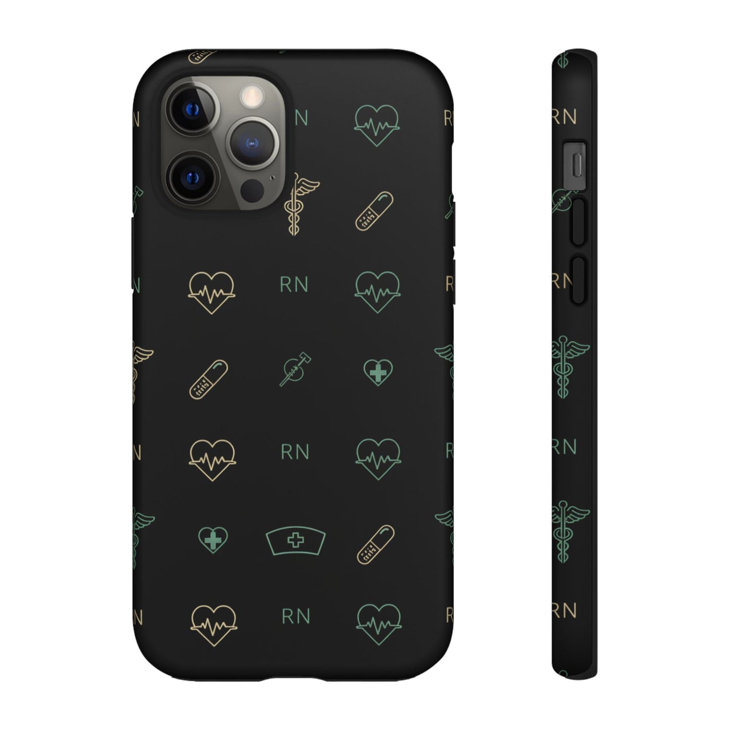 RN Nurse Phone Case – Minimal Medical Icon Pattern Healthcare Worker Tough Case