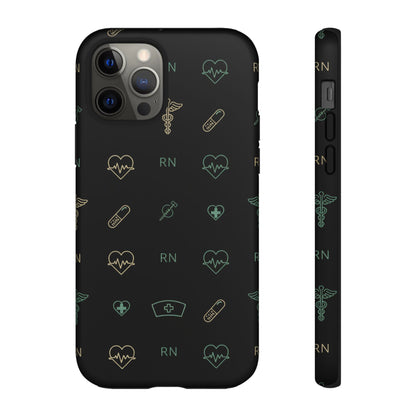 RN Nurse Phone Case – Minimal Medical Icon Pattern Healthcare Worker Tough Case