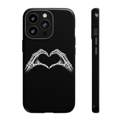 Skeleton Hands Heart Phone Case | Gothic Black Protective Cover
