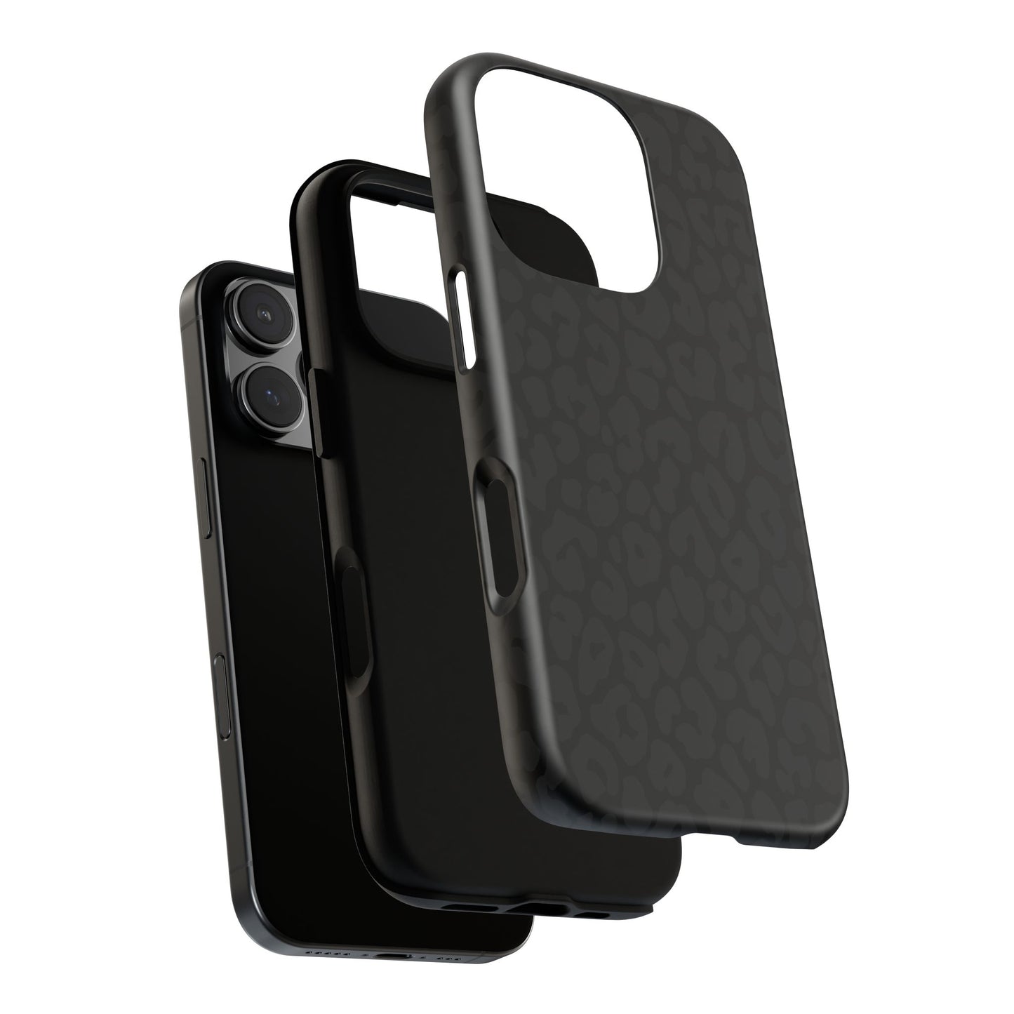 Black Leopard Phone Case | Black on Black Leopard Print Tough iPhone & Samsung Case | Matte or Glossy Protective Cover