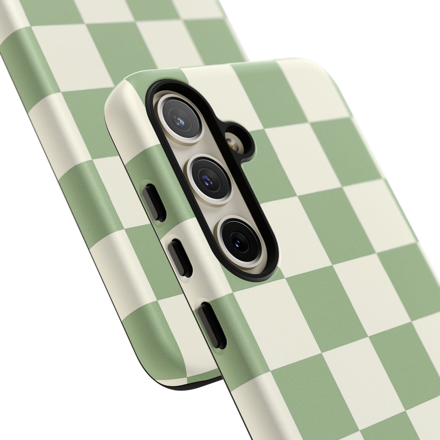 Sage Green Checkerboard Phone Case | Minimal Aesthetic Checkered iPhone & Samsung Tough Case