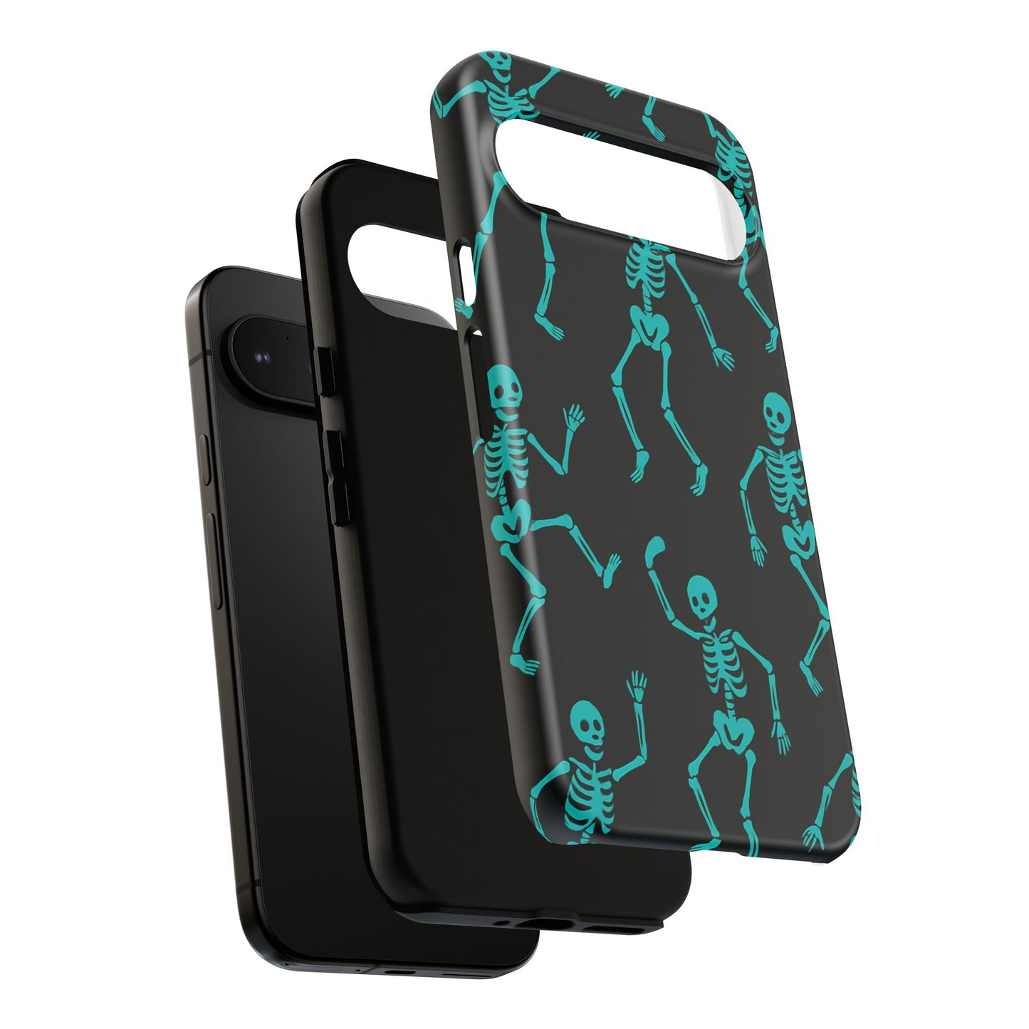 Dancing Teal Skeletons Phone Case | Tough Protective Case for Iphone, Samsung Galaxy and Pixel