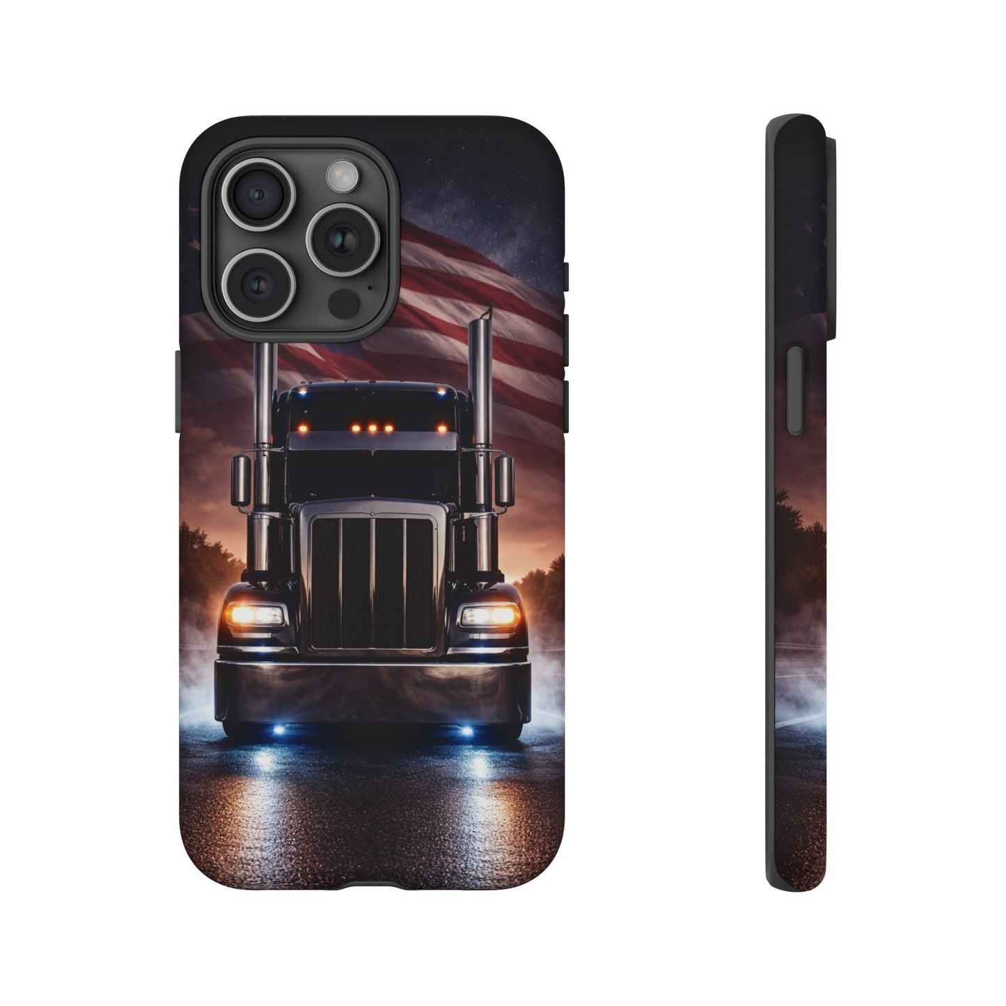Semi Truck Phone Case American Flag Big Rig Trucker Gift iPhone Samsung