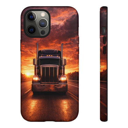 Big Rig Truck Phone Case Sunset Highway Semi Truck iPhone Samsung Cover