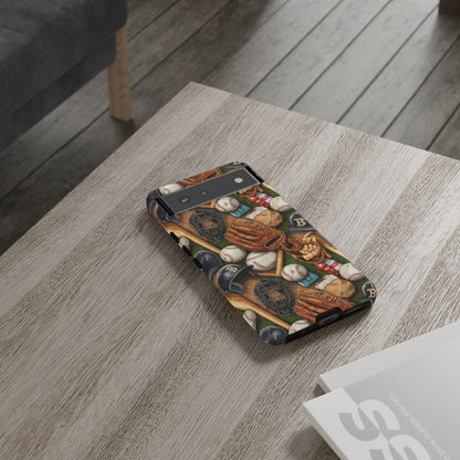Baseball Gear Collage Phone Case – Vintage Baseball Equipment Sports Tough Case
