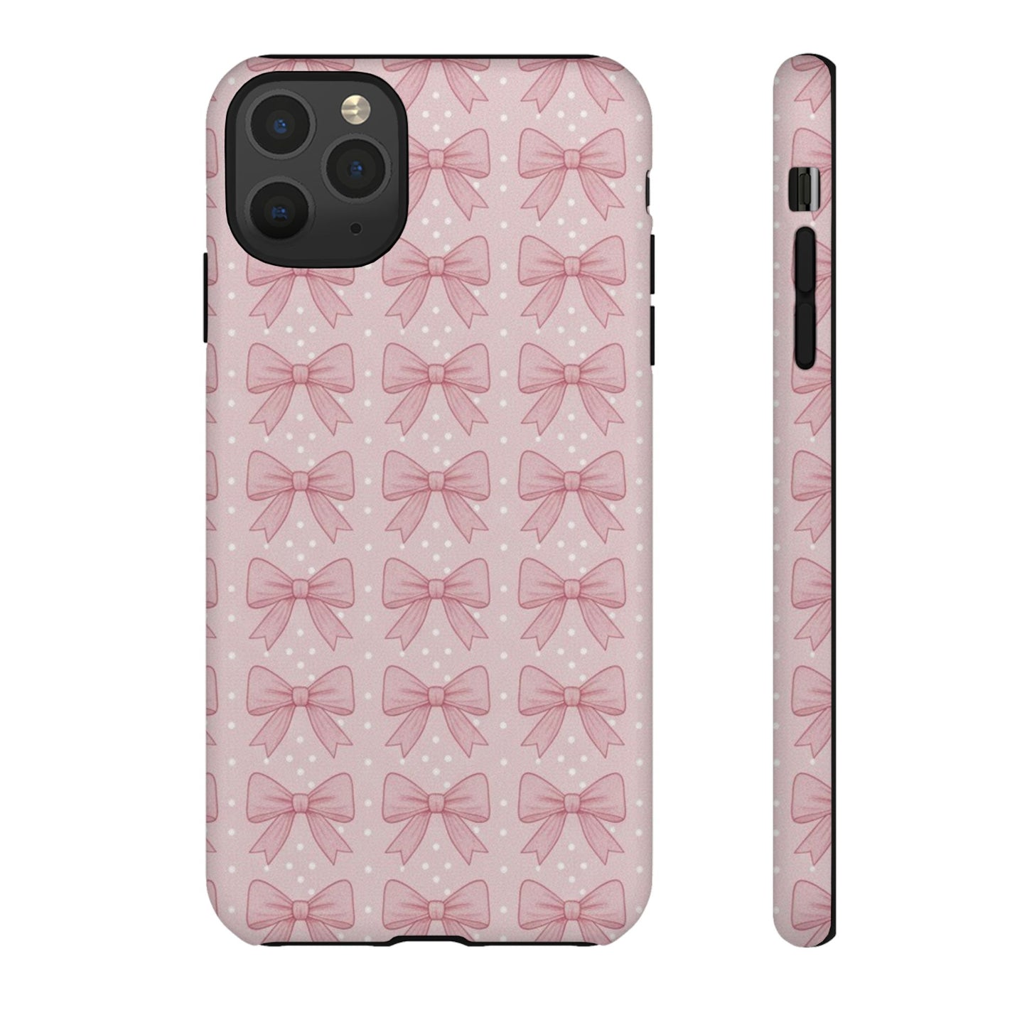 Pink Bow Pattern Phone Case – Soft Coquette Aesthetic Tough Case