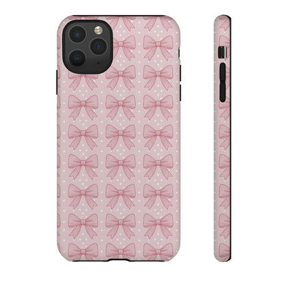 Pink Bow Pattern Phone Case – Soft Coquette Aesthetic Tough Case