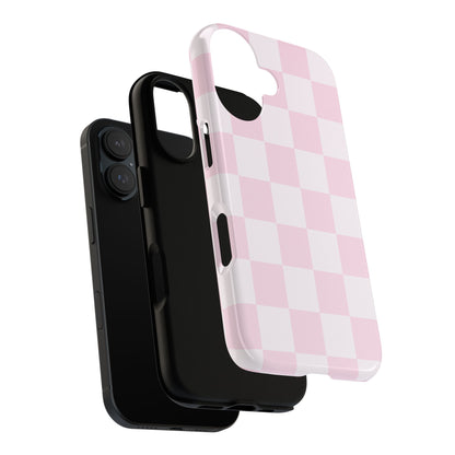Light Pink Checkerboard Phone Case | Pastel Aesthetic Checkered iPhone & Samsung Tough Case
