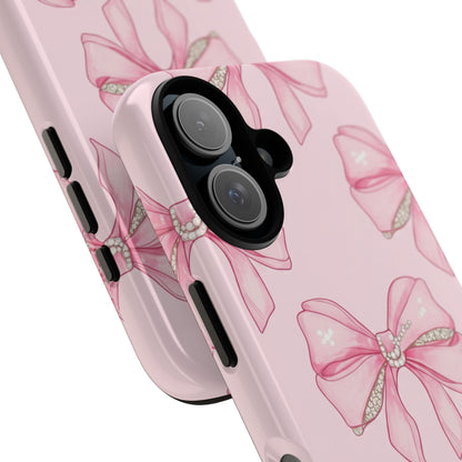 Pink Bow Pattern Phone Case | Coquette Aesthetic Tough Protective Case