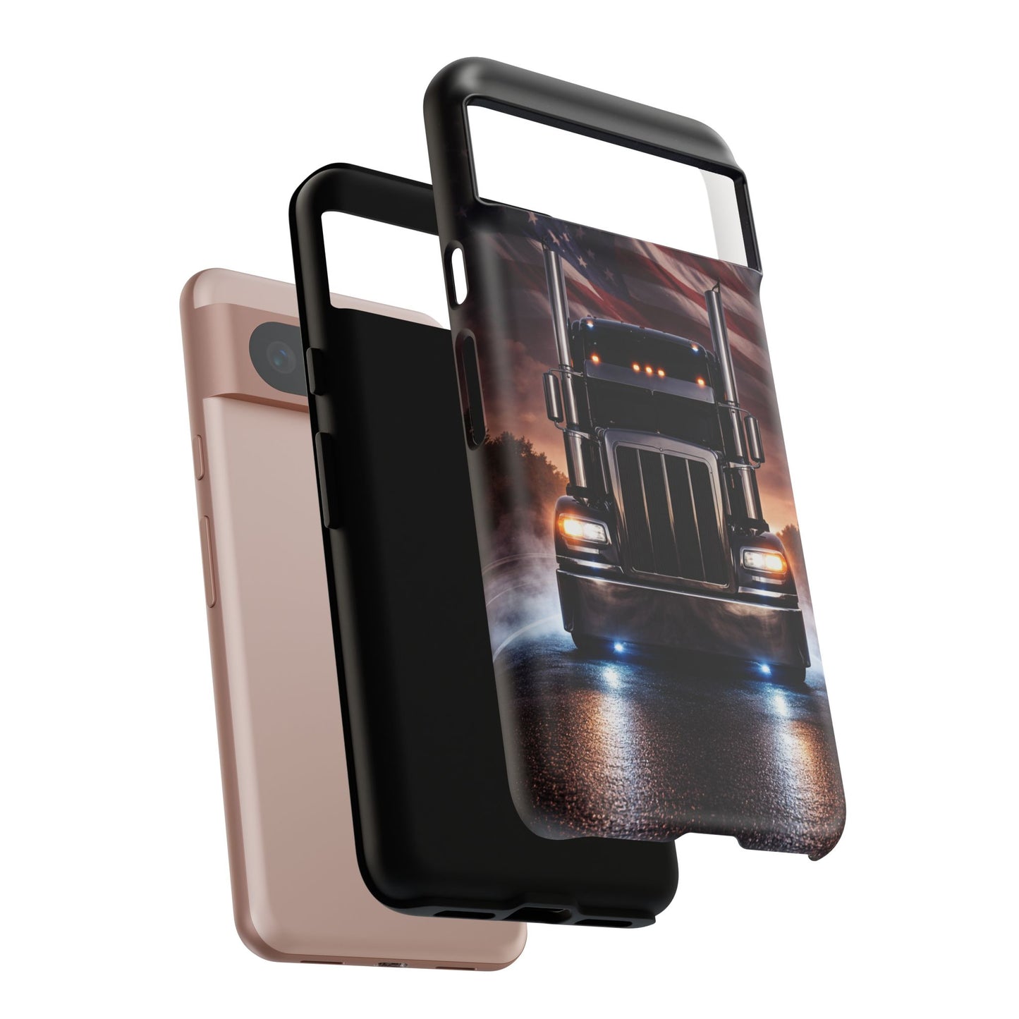 Semi Truck Phone Case American Flag Big Rig Trucker Gift iPhone Samsung