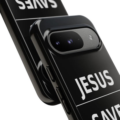 Jesus Saves Phone Case Christian Religious Minimalist Black Tough Cover