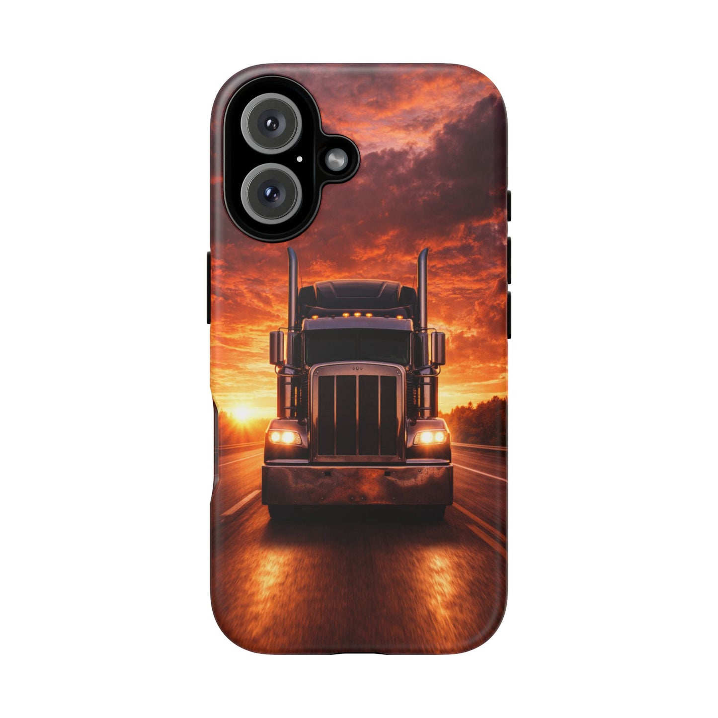 Big Rig Truck Phone Case Sunset Highway Semi Truck iPhone Samsung Cover
