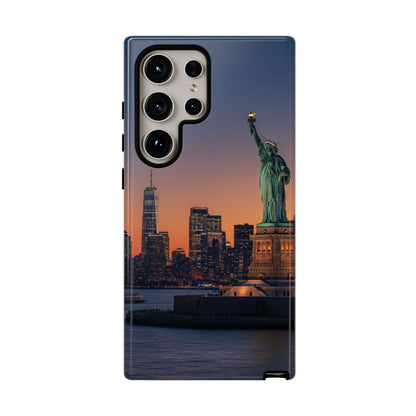 Statue of Liberty Sunset Phone Case – New York City Skyline Travel Aesthetic Tough Case