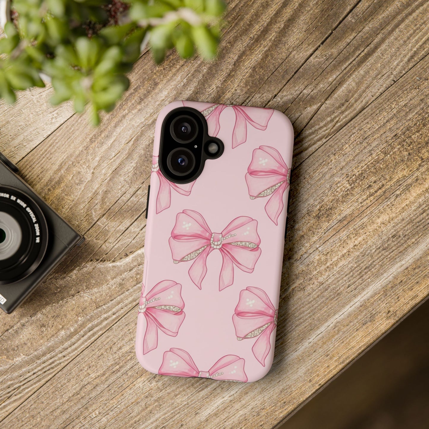 Pink Bow Pattern Phone Case | Coquette Aesthetic Tough Protective Case
