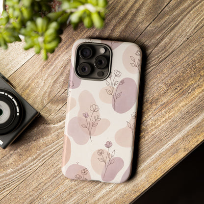 Blush Floral Phone Case Neutral Botanical Watercolor Tough Cover