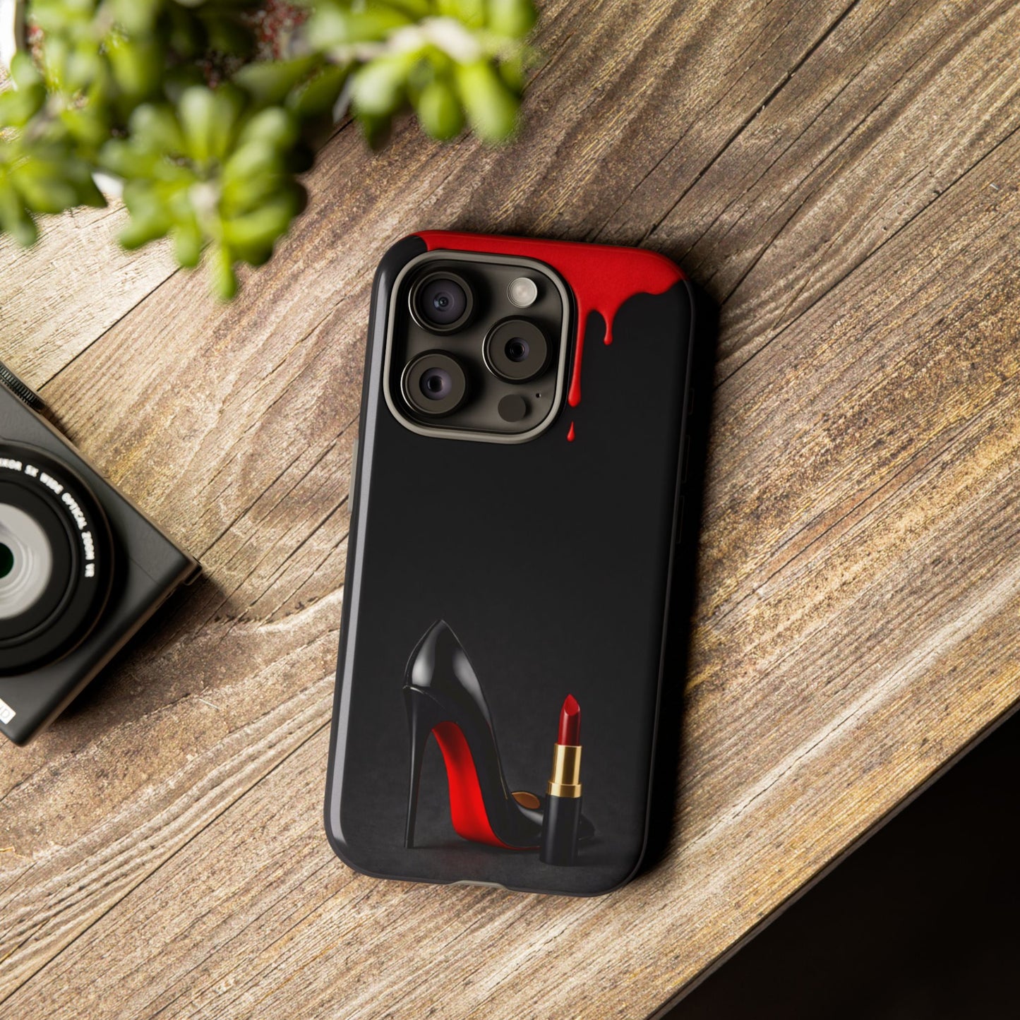 Dark Feminine Red Drip Phone Case – Gothic Glam Tough Cover