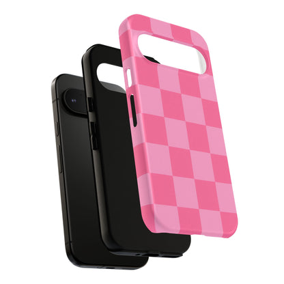 Pink Checkerboard Phone Case | Cute Aesthetic Checkered iPhone & Samsung Tough Case