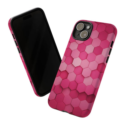 Hot Pink Hexagon Phone Case | Honeycomb Geometric Aesthetic | Cute Pink iPhone & Samsung Tough Protective Case