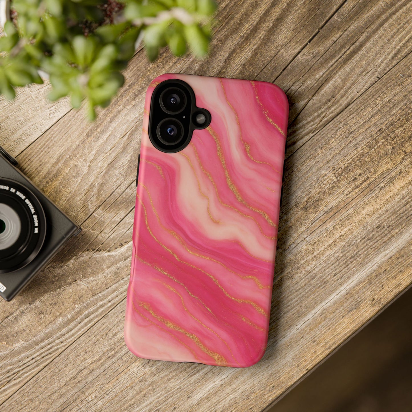 Pink Marble Phone Case | Rose Gold Swirl Aesthetic Tough Protective Case