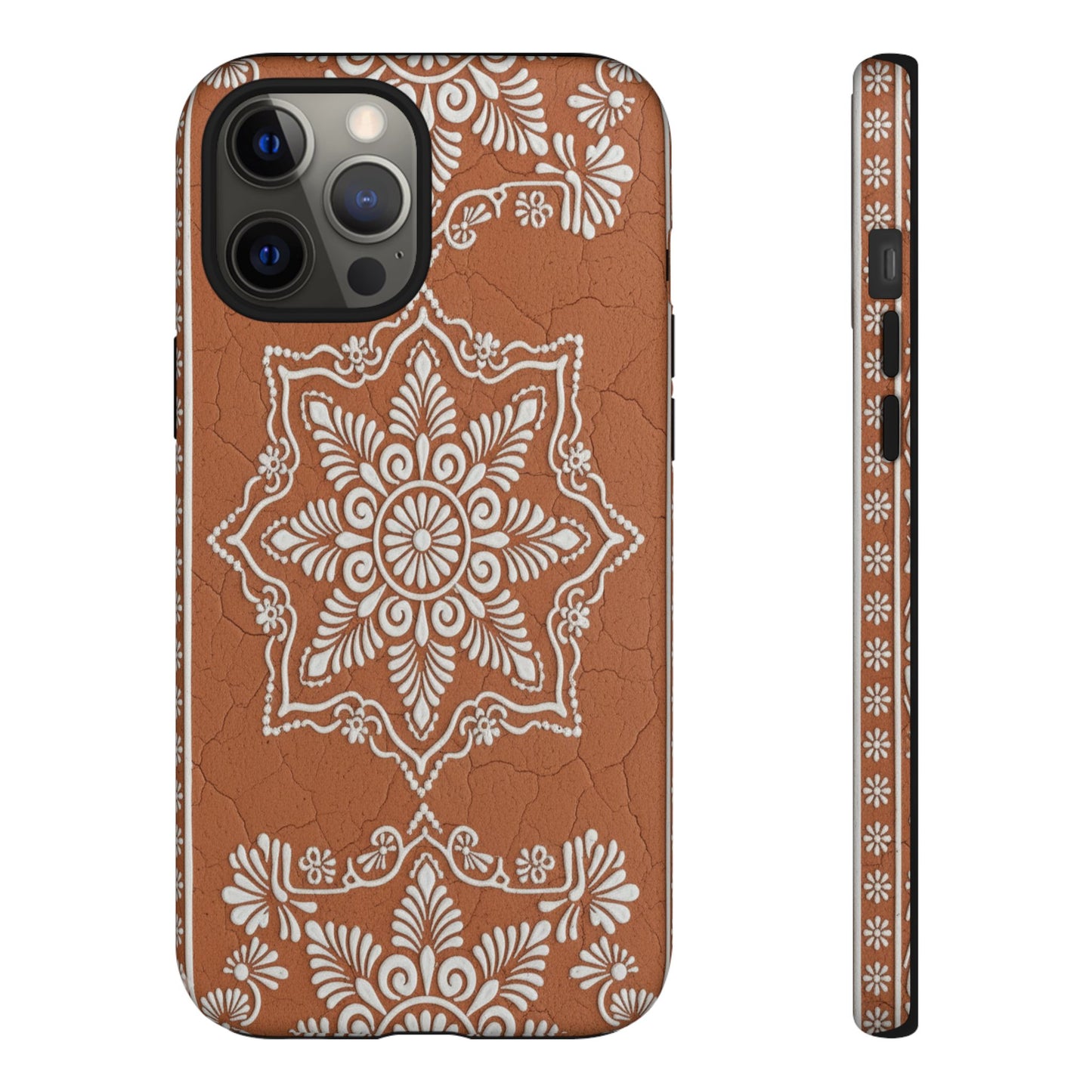 Talavera Terracotta Phone Case | Mexican Floral Pattern iPhone & Samsung Tough Case | Boho Clay Aesthetic Cover
