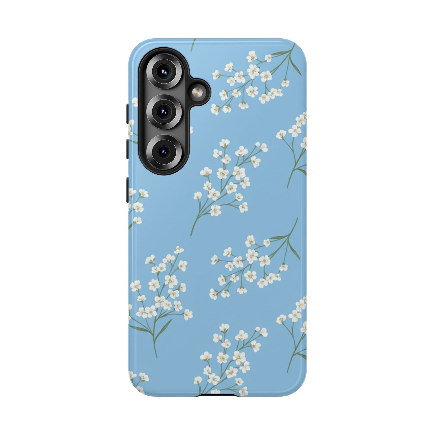 Baby’s Breath Floral Phone Case – Blue Minimal Flower Aesthetic Tough Case