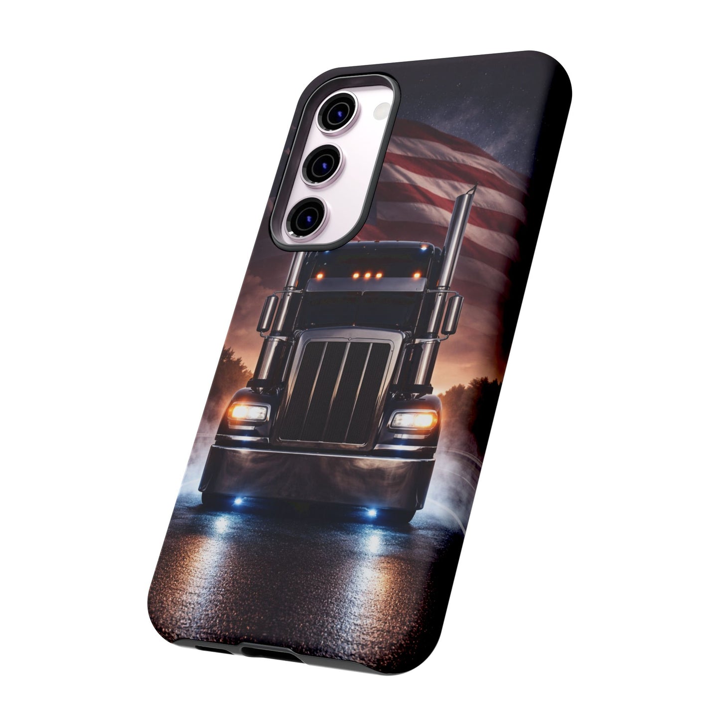 Semi Truck Phone Case American Flag Big Rig Trucker Gift iPhone Samsung