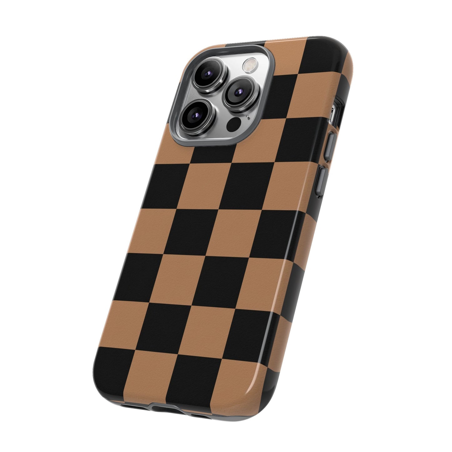 Brown Checkered Phone Case | Aesthetic Checkerboard iPhone & Samsung Tough Case