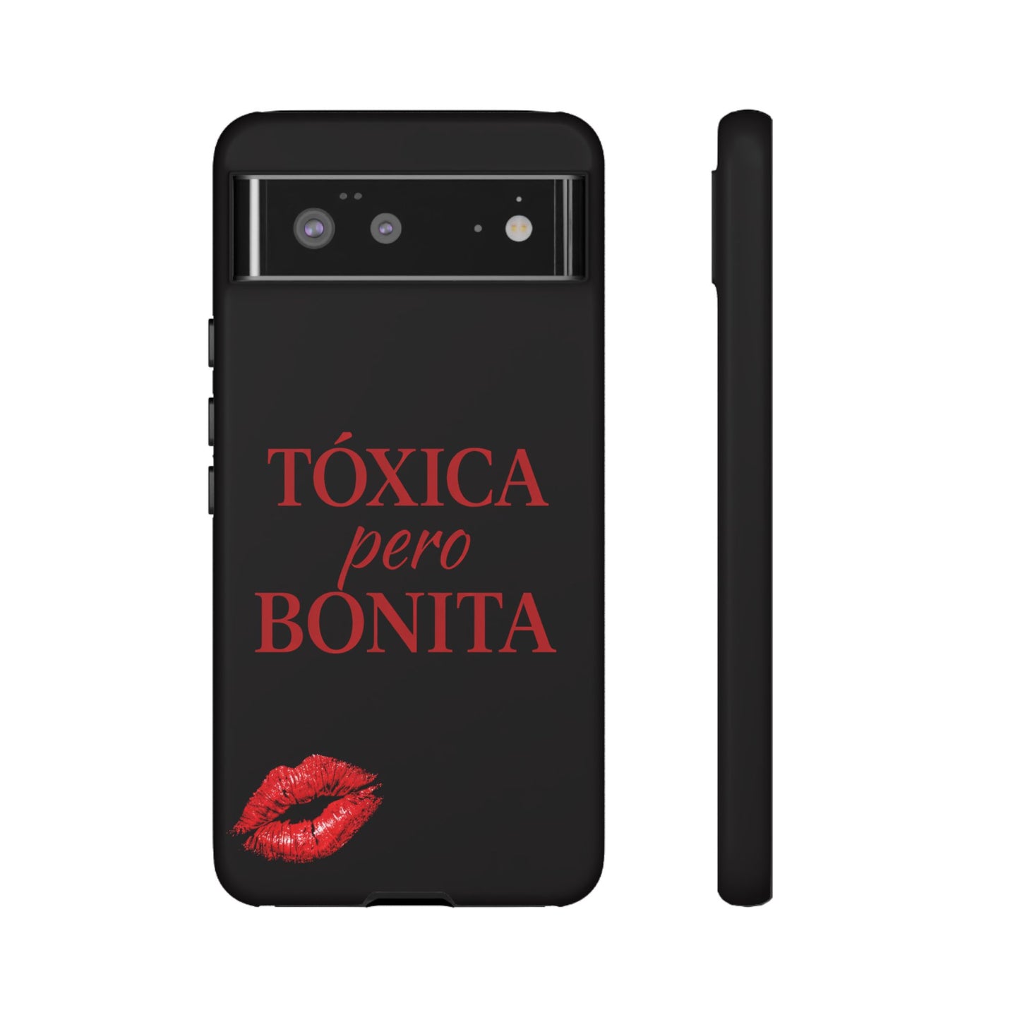 Toxica Pero Bonita Phone Case, Latina Quote Case, Red Lips Aesthetic, Spanish Saying Case, Trendy Tough Cover