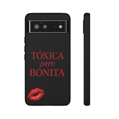 Toxica Pero Bonita Phone Case, Latina Quote Case, Red Lips Aesthetic, Spanish Saying Case, Trendy Tough Cover