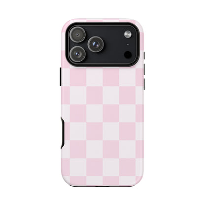 Pink Checkerboard Phone Case | Aesthetic Tough Protective Case