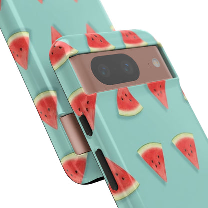 Watermelon Phone Case – Pastel Blue Summer Fruit Tough Case (iPhone, Samsung, Pixel)