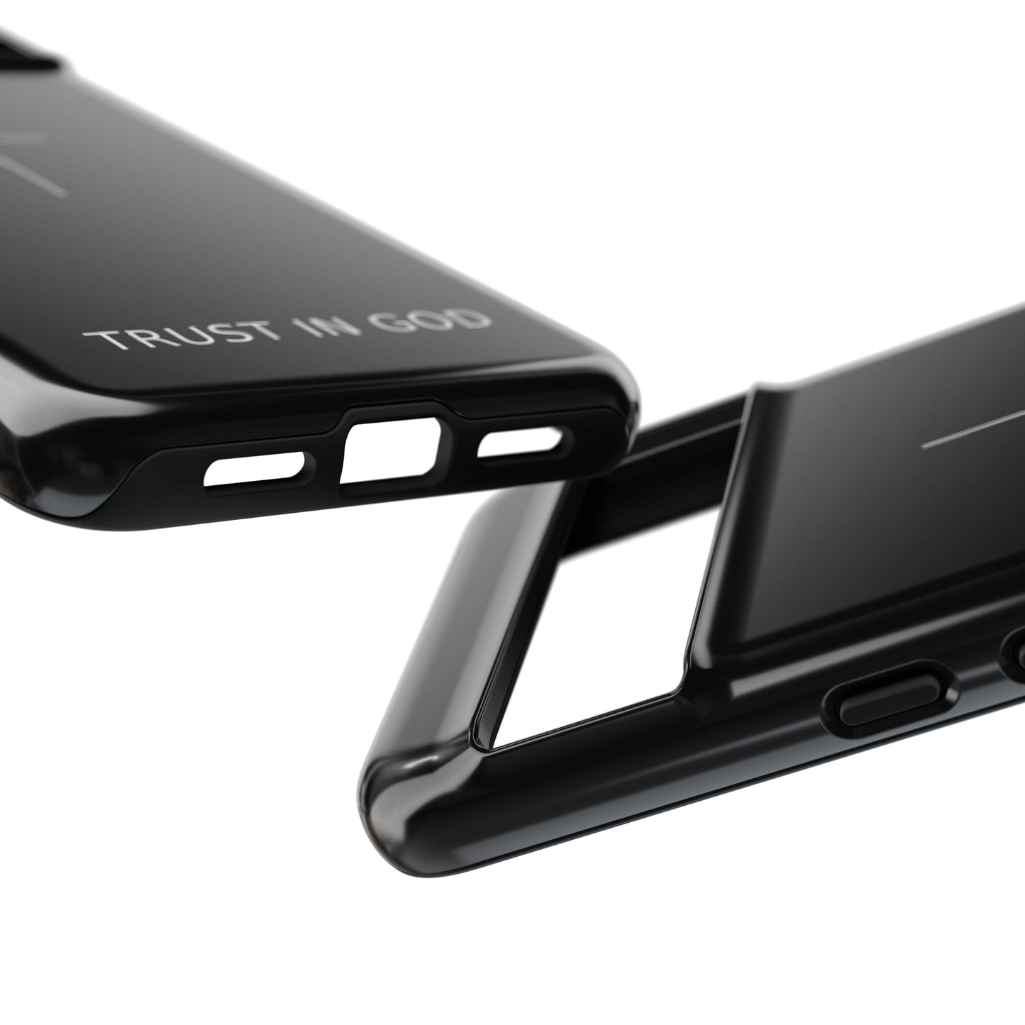Trust in God Phone Case Minimal Cross Christian Black Tough Cover