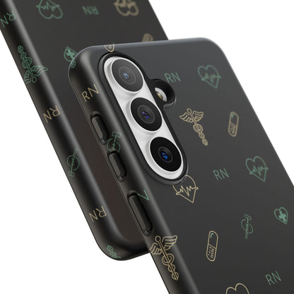 RN Nurse Phone Case – Minimal Medical Icon Pattern Healthcare Worker Tough Case