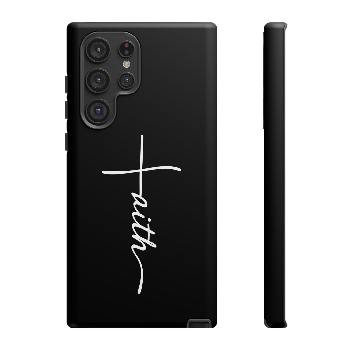 Faith Cross Phone Case, Christian Aesthetic Minimalist Black Matte Case, Religious Gift iPhone Samsung Cover