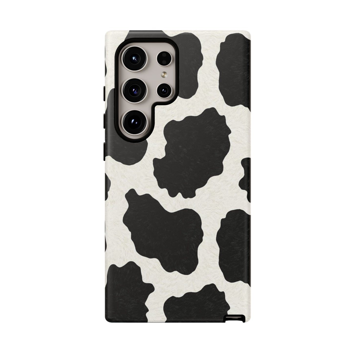 Black & White Cow Print Phone Case | Western Aesthetic iPhone & Samsung Tough Case