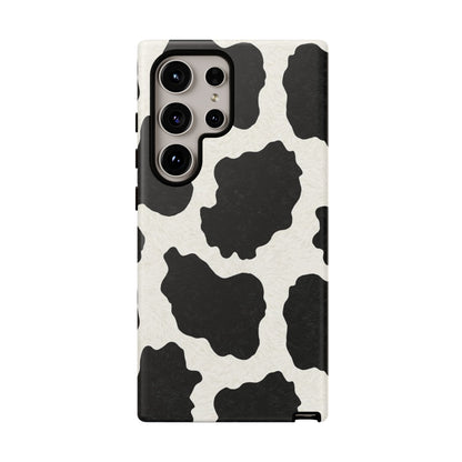 Black & White Cow Print Phone Case | Western Aesthetic iPhone & Samsung Tough Case