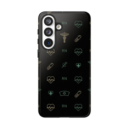 RN Nurse Phone Case – Minimal Medical Icon Pattern Healthcare Worker Tough Case