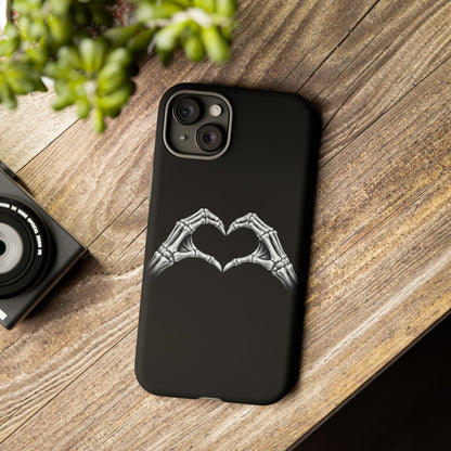Skeleton Hands Heart Phone Case | Gothic Black Protective Cover
