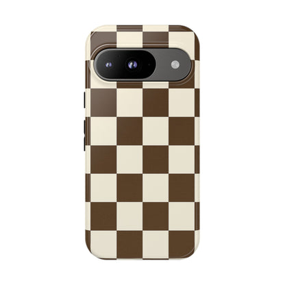 Mocha Checkerboard Phone Case | Neutral Aesthetic Tough Case