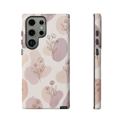 Blush Floral Phone Case Neutral Botanical Watercolor Tough Cover