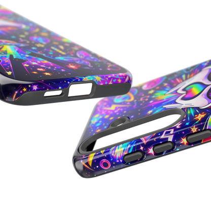 Rainbow Heart Hands Phone Case – Neon Galaxy EDM Festival Tough Cover