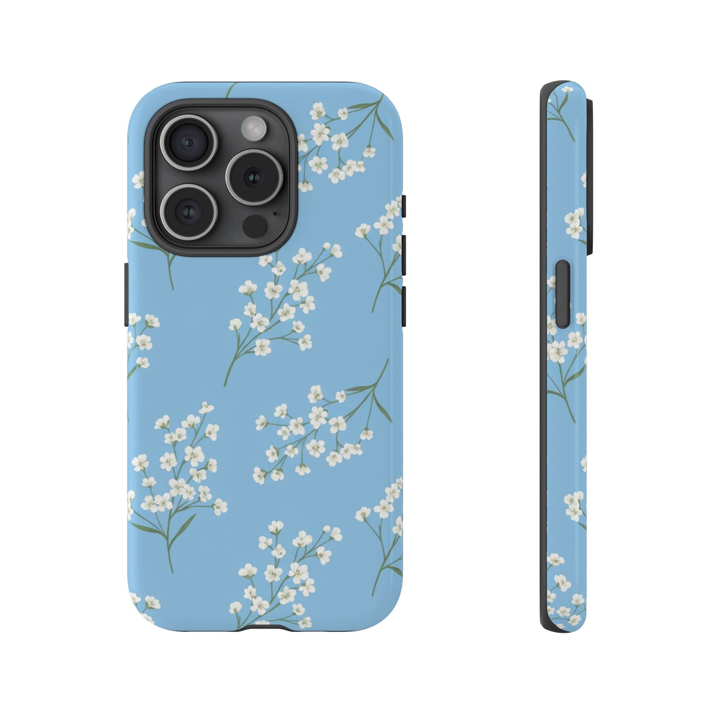 Baby’s Breath Floral Phone Case – Blue Minimal Flower Aesthetic Tough Case