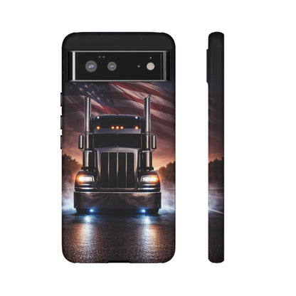 Semi Truck Phone Case American Flag Big Rig Trucker Gift iPhone Samsung